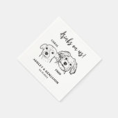 2匹の犬の顔が愛玩動物のドリンクをスケッチ結婚する スタンダードカクテルナプキン (角)