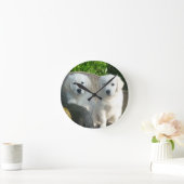 2匹の犬 ラウンド壁時計 (ホーム)