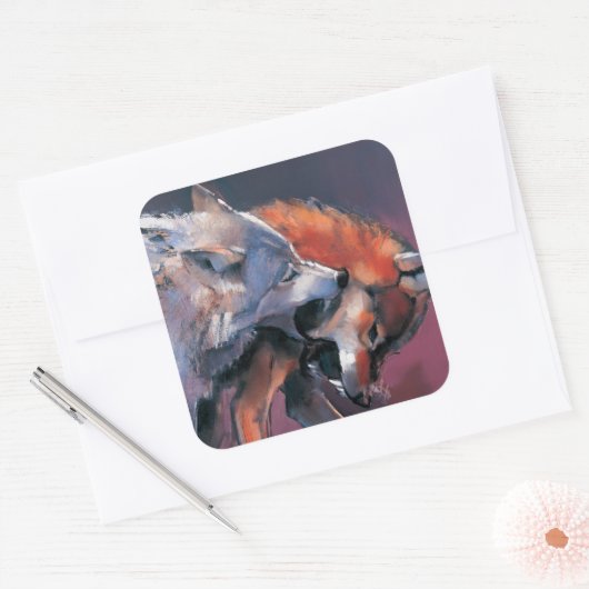 2匹の狼 スクエアシール (封筒)