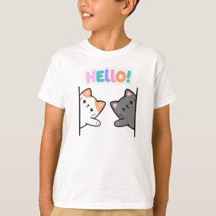 2匹の猫があなたに挨拶する。 Tシャツ