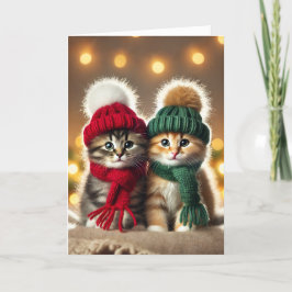 2匹の猫がいるクリスマスカード シーズンカード