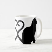 2匹の猫がシルエットハートのマグカップを作る コーヒーマグカップ (正面右)