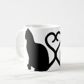 2匹の猫がシルエットハートのマグカップを作る コーヒーマグカップ (正面左)