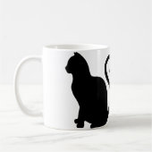 2匹の猫がシルエットハートのマグカップを作る コーヒーマグカップ (左)