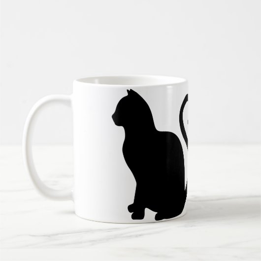 2匹の猫がシルエットハートのマグカップを作る コーヒーマグカップ (左)