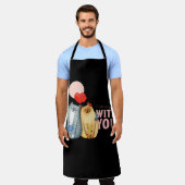2匹の猫がハートの形とロマンチックに抱き合う エプロン (着用した状態)