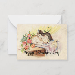 2匹の猫がバレンタインに眠っている ノートカード