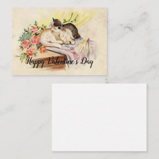 2匹の猫がバレンタインに眠っている ノートカード (正面/裏面)