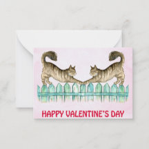 2匹の猫がバレンタインカードに乗っている