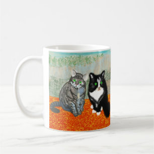 2匹の猫が共有の休憩 コーヒーマグカップ