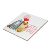 2匹の猫が抱き寄ってハートの形とロマンチックなm タイル (側面)