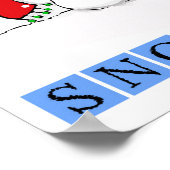 2匹の猫が雪だるまを作ろうとする鳥 ポスター (角)