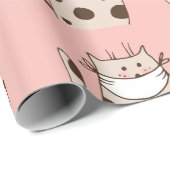 2匹の猫が顔マスクをかぶった包み紙 ラッピングペーパー (ロールコーナー)