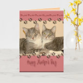 2匹の猫との幸せな母の日 カード (黄色い花)