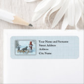 2匹の猫と雪だるま ラベル (インサイチュ)