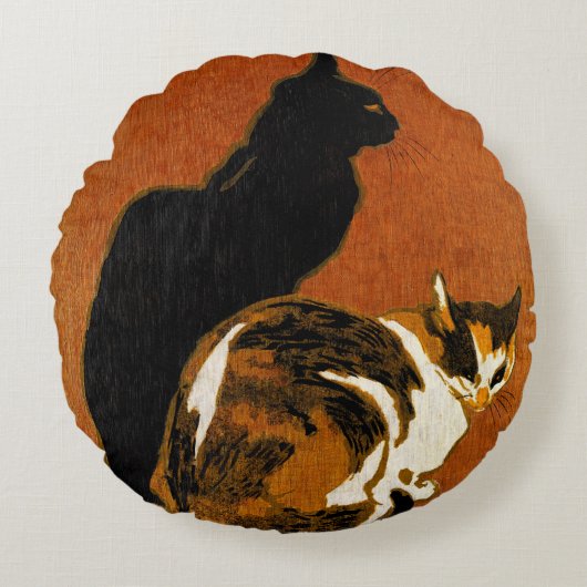 2匹の猫のクッション ラウンドクッション (正面)