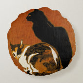 2匹の猫のクッション ラウンドクッション (裏面)