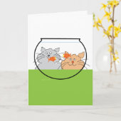 2匹の猫のグリーティングカード カード (黄色い花)