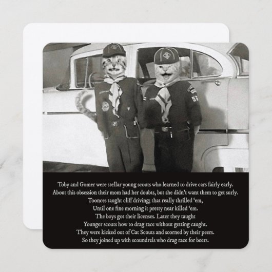 2匹の猫のスカウトが道を駆け下りて地獄に落ちる ノートカード (正面/裏面)