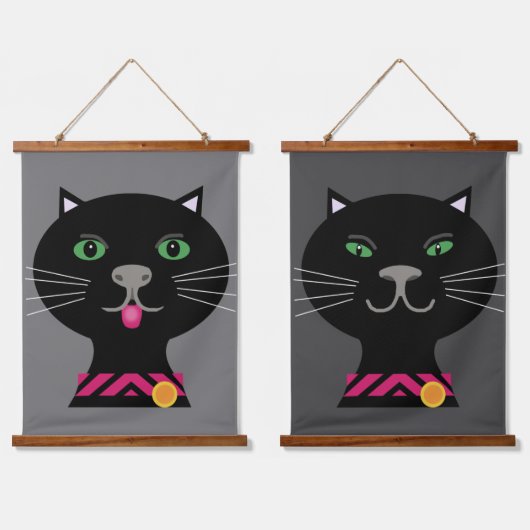 2匹の猫のポスター 吊り下げ型タペストリー (ダブル)