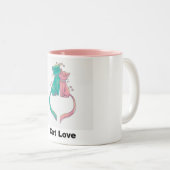 2匹の猫の恋イラストレーションマグカップ ツートーンマグカップ (正面右)