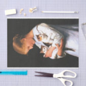 2匹の猫を抱く少女  薄葉紙 (クラフト)