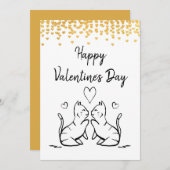 2匹の猫キスをする-ハッピーバレンタインデーカード シーズンカード (正面/裏面)