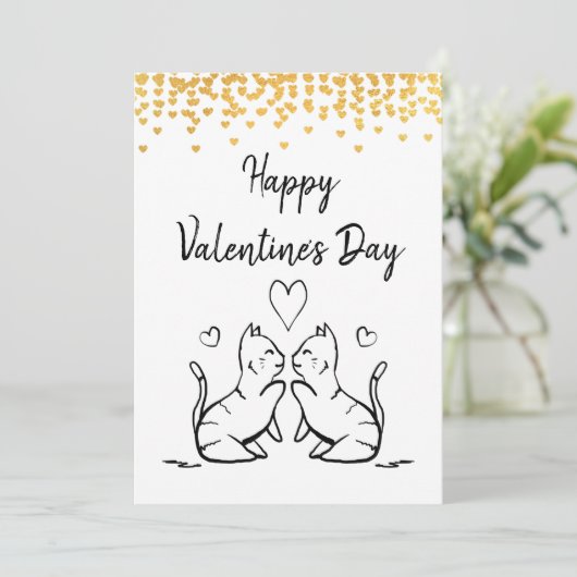 2匹の猫キスをする-ハッピーバレンタインデーカード シーズンカード (スタンド正面)