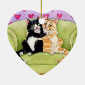 2匹の猫クリスマスまたはバレンタインのオーナメント セラミックオーナメント (裏面)