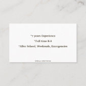 2匹の猫赤ひまわりベビーシッター託児 名刺 (裏面)