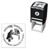 2匹の猫遊チェスのマッチネーム差出人住所 セルフインキングスタンプ (インサイチュ)