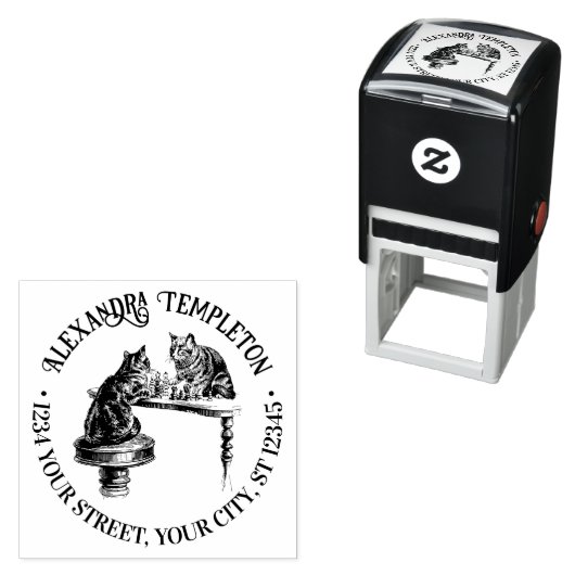 2匹の猫遊チェスのマッチネーム差出人住所 セルフインキングスタンプ (インサイチュ)