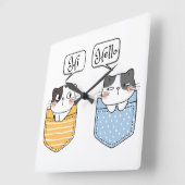 2匹の猫 スクエア壁時計 (傾斜)