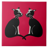 2匹の猫 タイル (正面)
