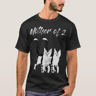 2匹の猫+子猫のママ ネコ好きママさん Tシャツ
