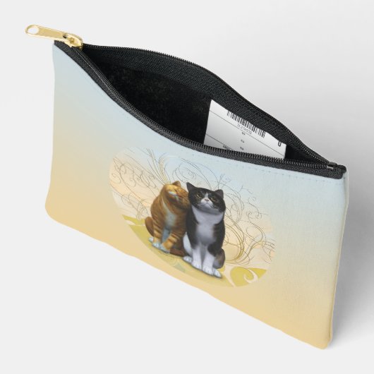 2匹の猫：愛が空中に？コーヒーマグ アクセサリーポーチ (見開き)