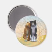 2匹の猫：愛が空中に？コーヒーマグ マグネット (正面/裏面)