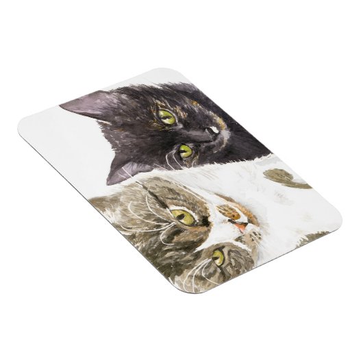 2匹の猫 – 虎猫とトルティ マグネット (右側)