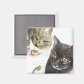 2匹の猫 – 虎猫とトルティ マグネット (正面/裏面)