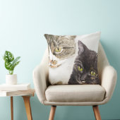 2匹の猫 – 虎猫とネクタイ クッション (椅子)