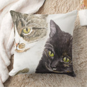 2匹の猫 – 虎猫とネクタイ クッション (ブランケット)