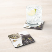 2匹の猫 – 虎猫とネクタイ コースター (右側)