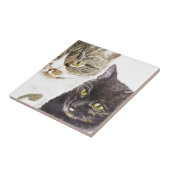 2匹の猫 – 虎猫とネクタイ タイル (側面)