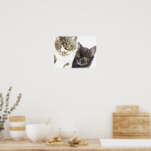2匹の猫 – 虎猫とネクタイ ポスター (キッチン)