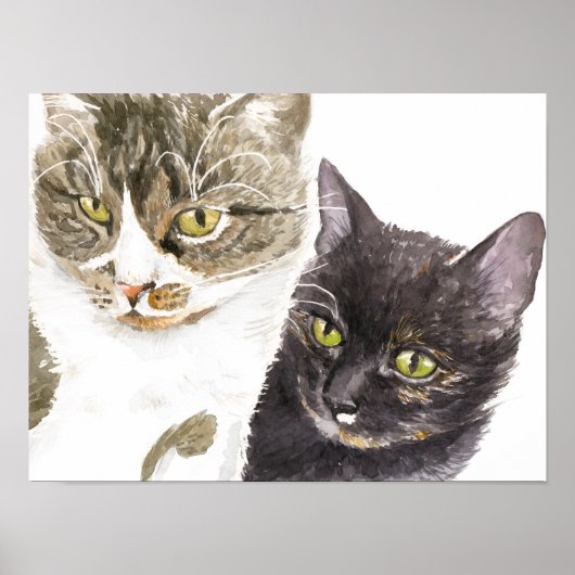 2匹の猫 – 虎猫とネクタイ ポスター (正面)