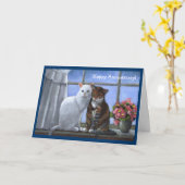 2匹の猫: Annniversary:  パステル調の芸術 カード (黄色い花)