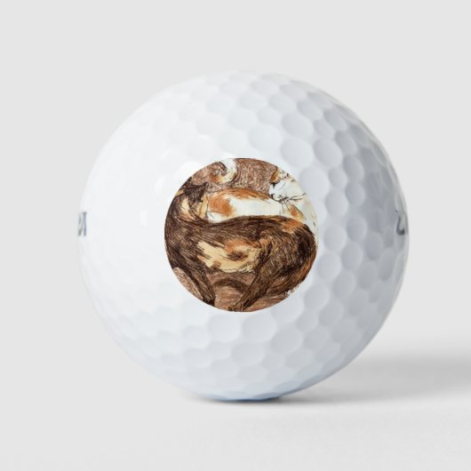 2匹の猫(Franz Marc) ゴルフボール (正面)