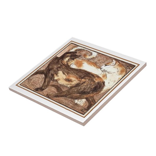 2匹の猫(Franz Marc) タイル (側面)