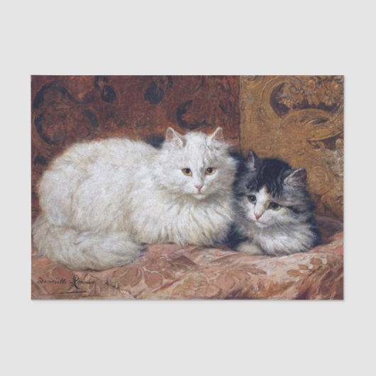 2匹の猫・ Henriette Ronner-Knip (1821-1909) 薄葉紙 (正面)