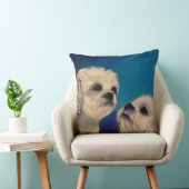 2匹の白いマルタの子犬 クッション (椅子)